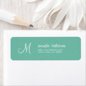 AQUA BLUE Textured Wedding Monogram Adreslabel Etiket (Insitu)