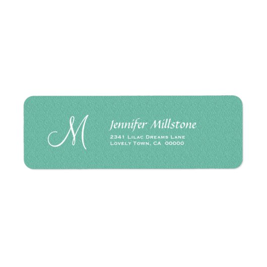 AQUA BLUE Textured Wedding Monogram Adreslabel Etiket (Voorkant)