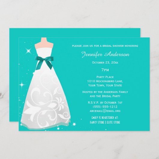 Aqua Blue Theme Vrijgezellenfeest Kaart (Voorkant / Achterkant)