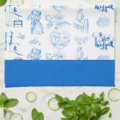 Aqua Blue Toile American MoJo Kitchen Towel Theedoek (Gevouwen)