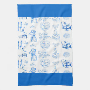 Aqua Blue Toile American MoJo Kitchen Towel Theedoek