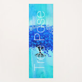Aqua Blue Tree Pose Waterverf Abstract Yogamat (Voorkant)