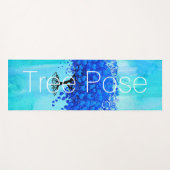 Aqua Blue Tree Pose Waterverf Abstract Yogamat (Voorkant (horizontaal))