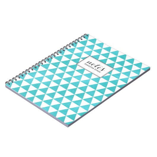 Aqua Blue Triangles Geometric Pattern Notitieboek (Linkerzijde)