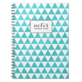 Aqua Blue Triangles Geometric Pattern Notitieboek (Voorkant)