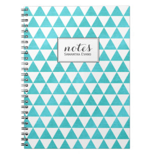 Aqua Blue Triangles Geometric Pattern Notitieboek