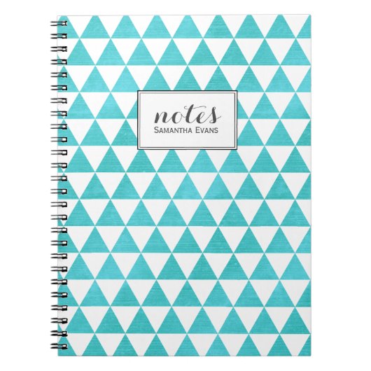 Aqua Blue Triangles Geometric Pattern Notitieboek (Voorkant)