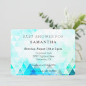 Aqua Blue Triangles Waterverf baby shower Kaart (Staand voorkant)