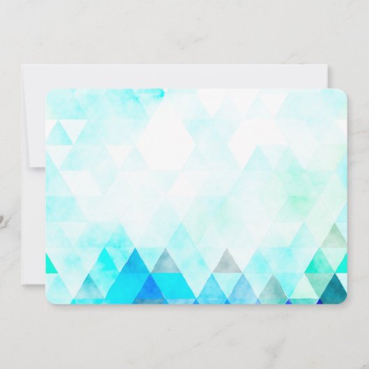 Aqua Blue Triangles Waterverf baby shower Kaart (Achterkant)