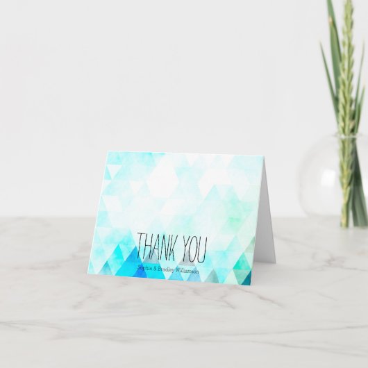 Aqua Blue Triangles Waterverf Bedankt (Voorkant)