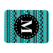 Aqua Blue Tribal Chevron Pattern Monogram Magneet (Horizontaal)