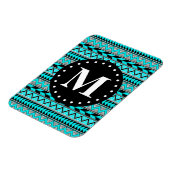 Aqua Blue Tribal Chevron Pattern Monogram Magneet (Linkerzijde)