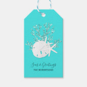 Aqua Blue Tropical Beach Kerstmis Cadeaulabel (Voorkant)