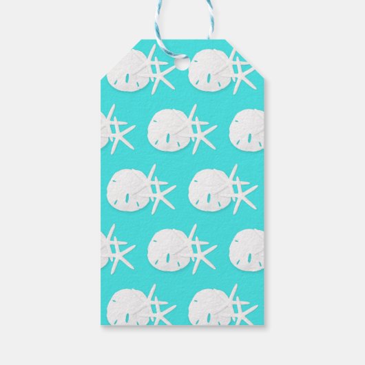 Aqua Blue Tropical Beach Kerstmis Cadeaulabel (Achterkant)