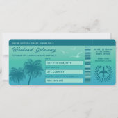 Aqua Blue Tropical Faux Boarding Pass Verjaardag Kaart (Voorkant)