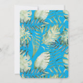 Aqua Blue Tropical Green Leaves Wedding Kaart (Achterkant)