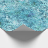 Aqua Blue Tropical Leaves Cadeaupapier (Hoek)