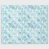 Aqua Blue Tropical Leaves Cadeaupapier (Vlak)