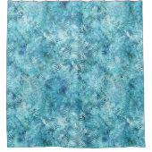 Aqua Blue Tropical Leaves Douchegordijn (Voorkant)