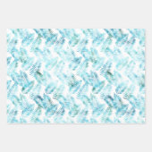 Aqua Blue Tropical Leaves Inpakpapier Vel