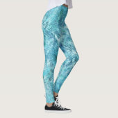 Aqua Blue Tropical Leaves Leggings (Rechts)
