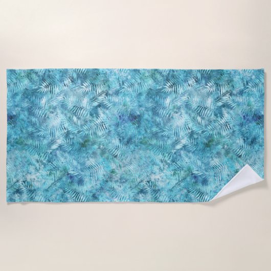 Aqua Blue Tropical Leaves Strandlaken (Voorkant)
