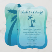 Aqua Blue Tropical Palm Tree Wedding Kaart (Voorkant / Achterkant)