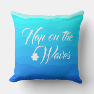 Aqua Blue Tropical Summer waterverf Artistic Buitenkussen