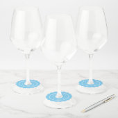 Aqua Blue Trouw Chic Witte Script Namen Datum Wijnglaslabel (Set)