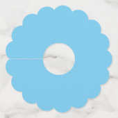 Aqua Blue Trouw Chic Witte Script Namen Datum Wijnglaslabel (Achterkant)