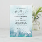 aqua blue trouwuitnodiging kaart (Staand voorkant)