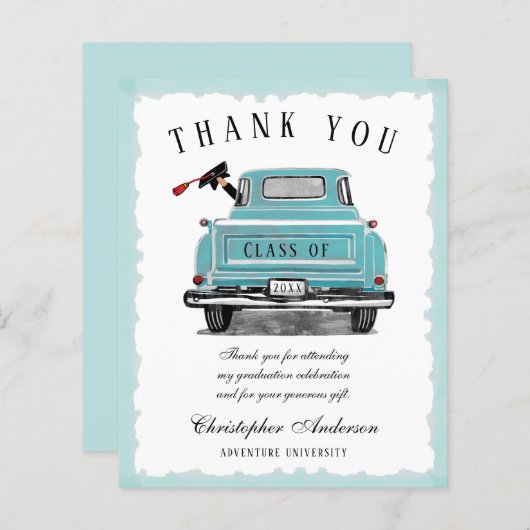 Aqua Blue Truck Afstuderen Hartelijk dank (Voorkant / Achterkant)