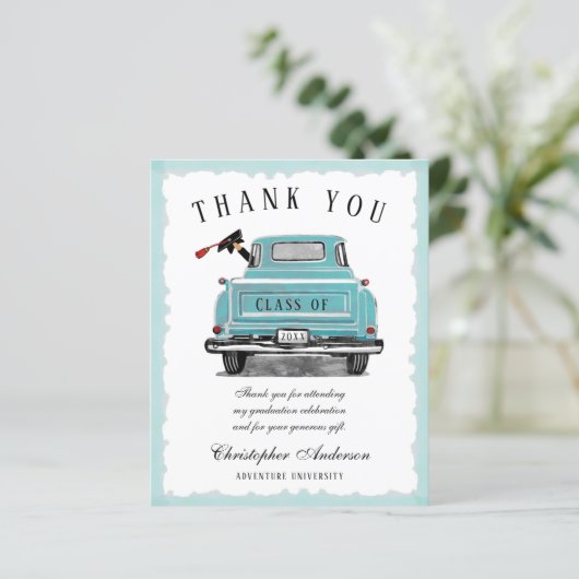  Aqua Blue Truck Afstuderen Hartelijk dank (Staand voorkant)