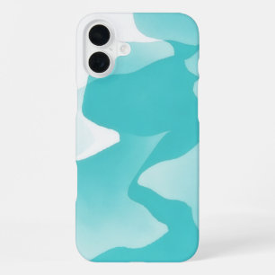 Aqua Blue Turquoise Abstracte Art IPhone Case 16 Plus Hoesje