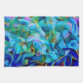 Aqua Blue Turquoise Abstracte Art Kitchen Towel Theedoek (Horizontaal)