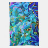 Aqua Blue Turquoise Abstracte Art Kitchen Towel Theedoek (Verticaal)
