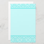 Aqua Blue Turquoise Damask Briefpapier (Voorkant / Achterkant)