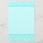 Aqua Blue Turquoise Damask Briefpapier (Voorkant)
