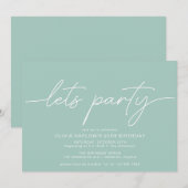 Aqua Blue Turquoise Eenvoudig Modern Elke Leeftijd Kaart (Voorkant / Achterkant)