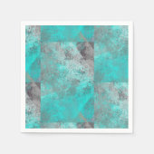 Aqua Blue Turquoise en Grey Abstract Servet (Voorkant)