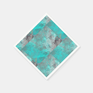 Aqua Blue Turquoise en Grey Abstract Servet