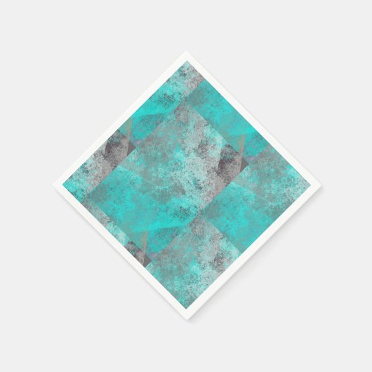 Aqua Blue Turquoise en Grey Abstract Servet (Hoek)