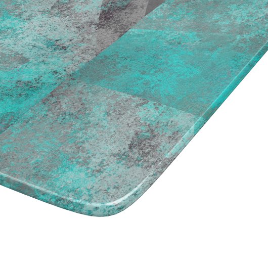 Aqua Blue Turquoise en Grey Distress Snijplank (Hoek)