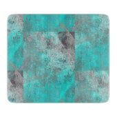 Aqua Blue Turquoise en Grey Distress Snijplank (Voorkant)