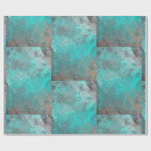 Aqua Blue Turquoise en Grey Modern Distress Cadeaupapier (Vlak)