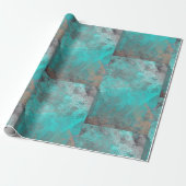 Aqua Blue Turquoise en Grey Modern Distress Cadeaupapier (Uitgerold)