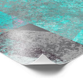 Aqua Blue Turquoise en Grey Modern Distress Foto Afdruk (Hoek)