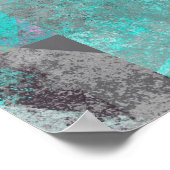 Aqua Blue Turquoise en Grey Modern Distress Poster (Hoek)