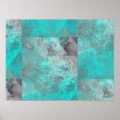 Aqua Blue Turquoise en Grey Modern Distress Poster (Voorkant)