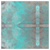 Aqua Blue Turquoise en Grijs Motief Stof (Close Up)